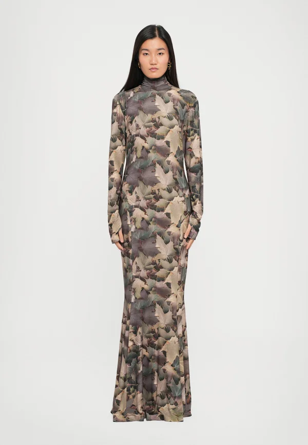 LONG SLEEVE TURTLE FISHTAIL GOWN - Jersey dress - multi coloured