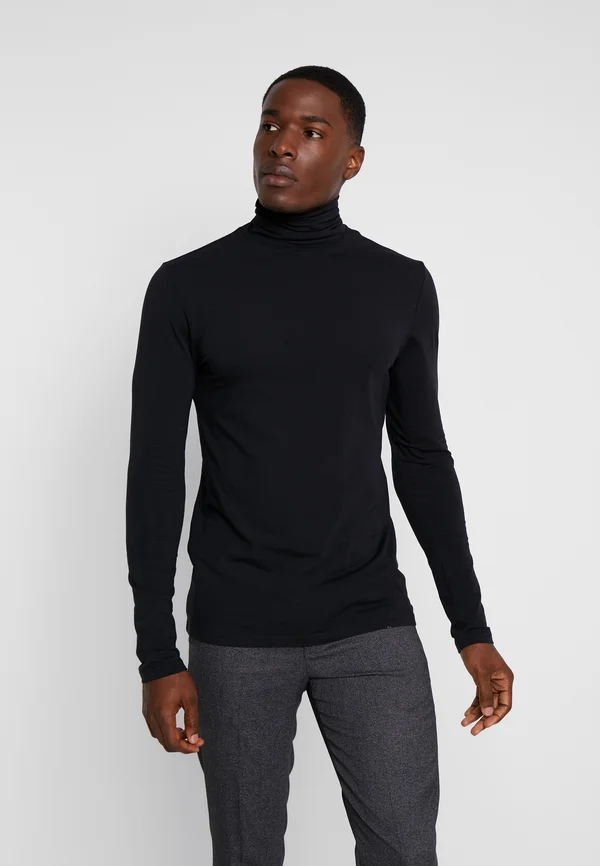 LONG SLEEVED ROLL NECK TOP - Long sleeved top - black
