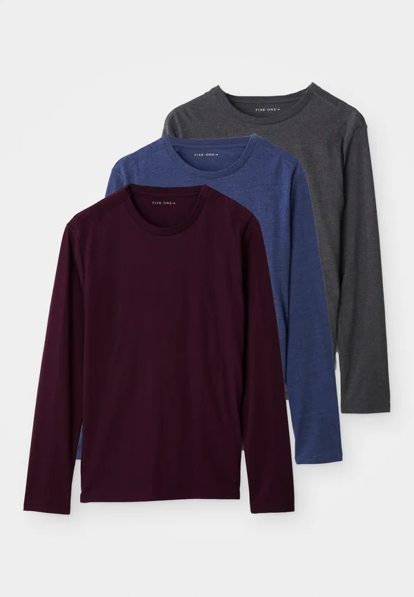 LONG SLEEVED TOP ADAPTIVE 3 PACK - Long sleeved top - dk. grey melange/bordeaux melange/dk. blue melange