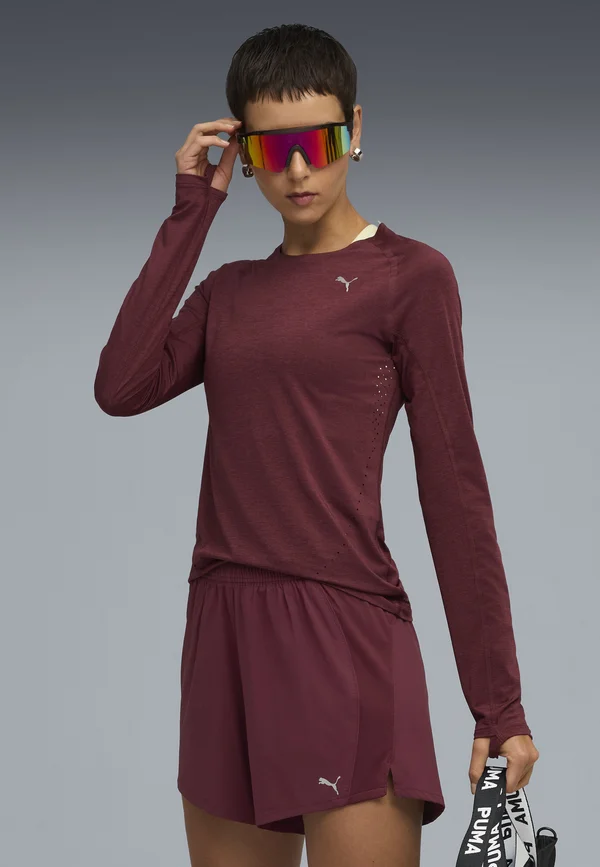 Long sleeved top - ruby shimmer heather