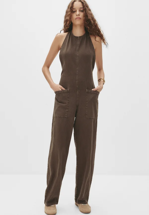 LONG SUPER - Denim Dungarees - brown