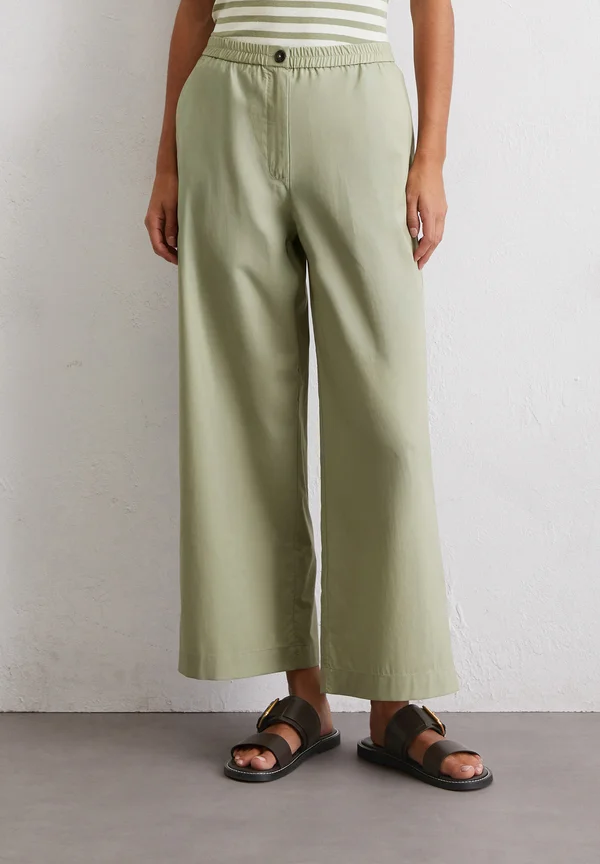 LOOK  ELASTIC WAISTBAND SEAM POCKETS - Trousers - smooth sage