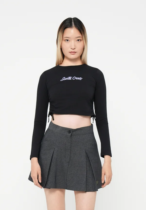 LOVE SCRIPT STRIP TIE TOP - Long sleeved top - black