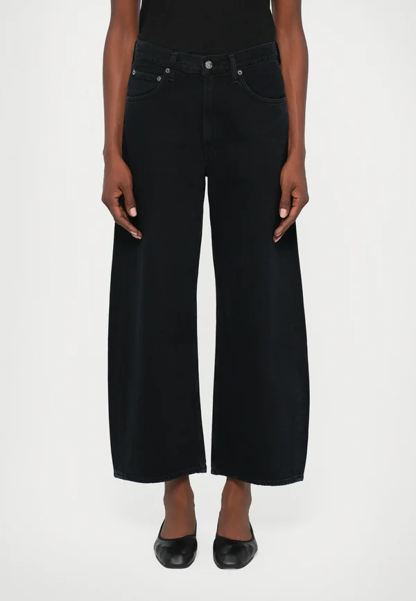 LOW CURVE JEAN CROP - Wide Leg - black denim