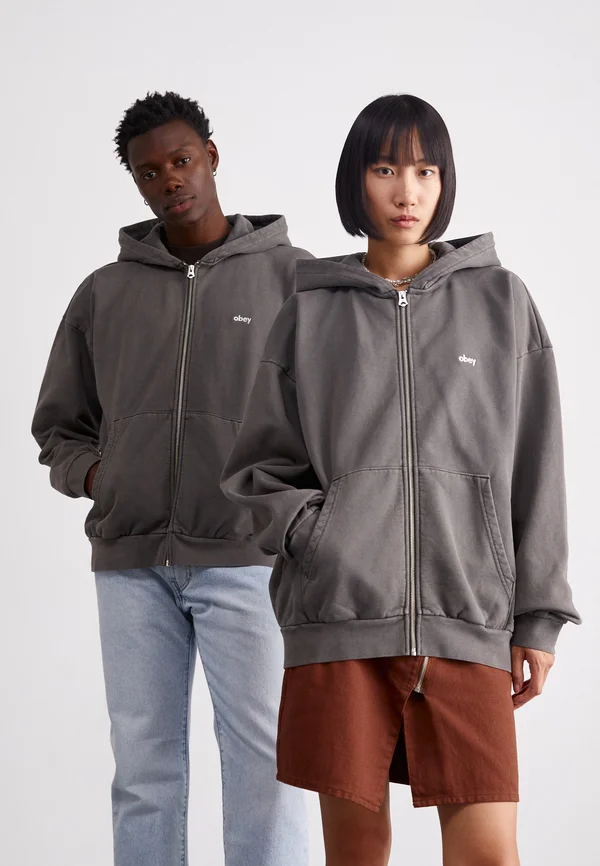 LOWERCASE ZIP HOOD UNISEX - Zip-up sweatshirt - pigment digital black