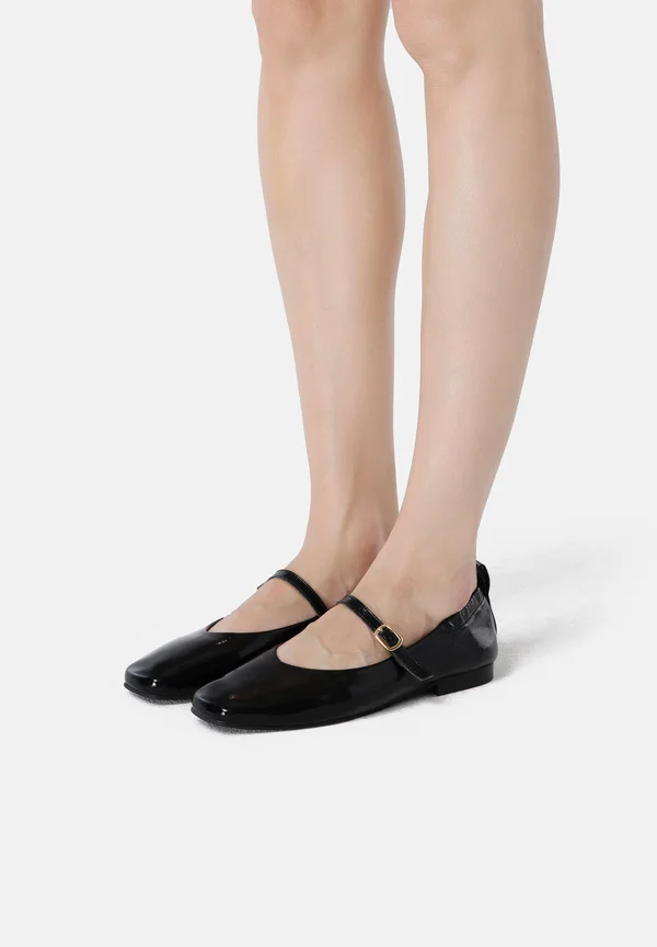 LUXE STRIDES - Ankle strap ballet pumps - black