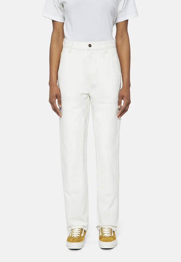 MADISON DOUBLE KNEE LOOSE - Straight leg jeans - white