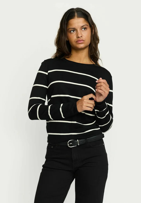 MARLA ROLL EDGE STRIPE - Jumper - black