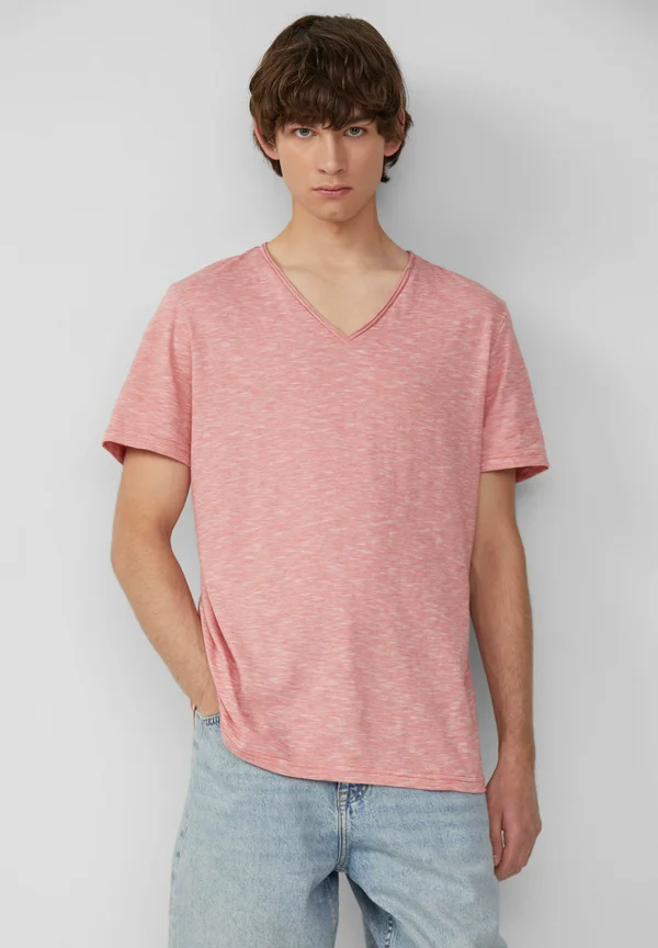 MELANGE MIT ROLLKANTE - Basic T-shirt - blutorange