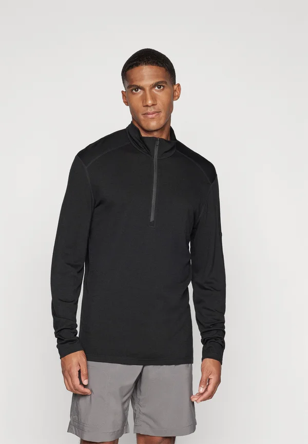 MEN HALF ZIP - Undershirt - black