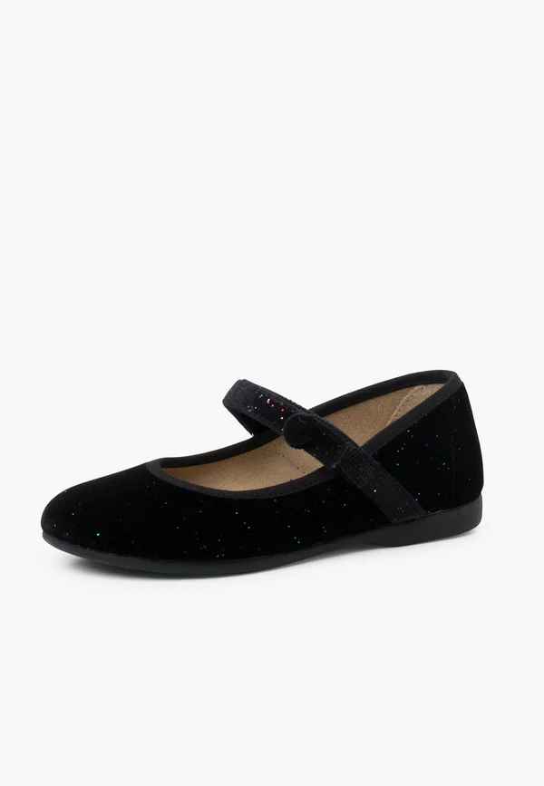 MERCEDITAS BRILLO BOTÓN - Ankle strap ballet pumps - metallic black
