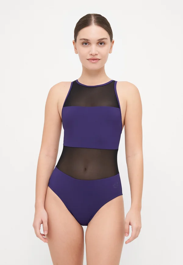 MESH PANELS VENT BACK - Swimsuit - dark plum