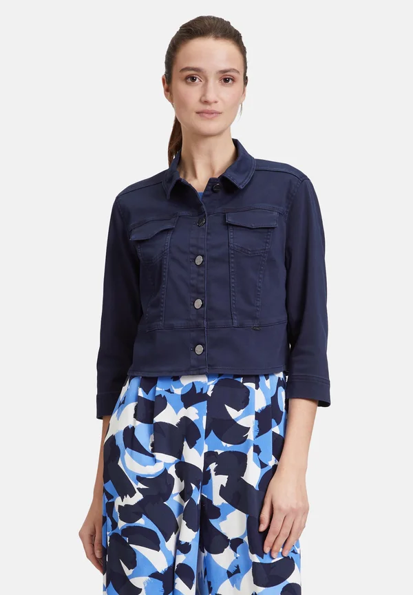 MET OPGESTIKTE ZAKKEN - Denim jacket - navy blue