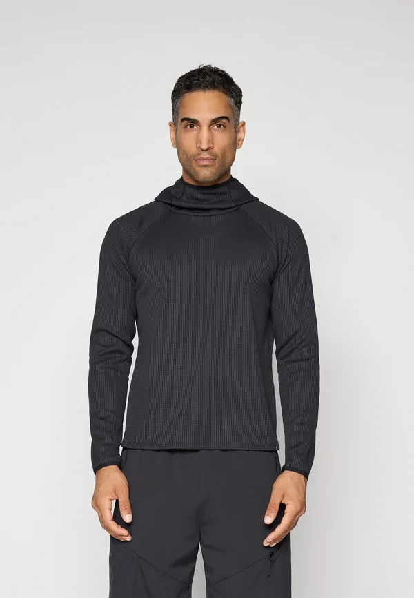 MID LAYER HOODY CUBIC - Long sleeved top - black