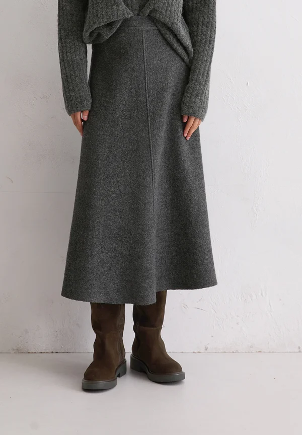 MIDI - A-line skirt - rocky grey melange