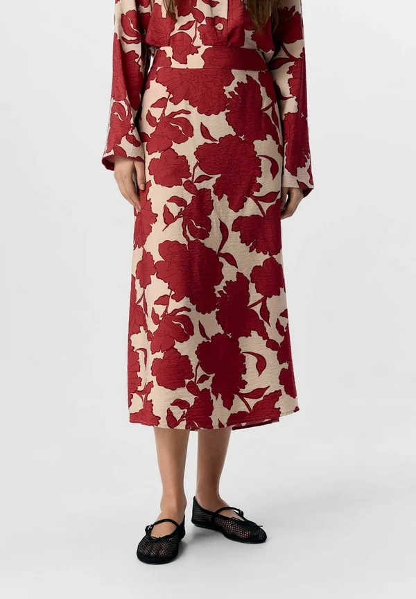 MIDI PRINT - A-line skirt - humus