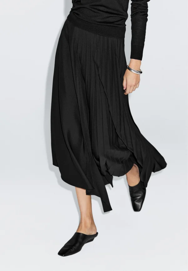 MIDI WITH PLANK DETAIL  - A-line skirt - black