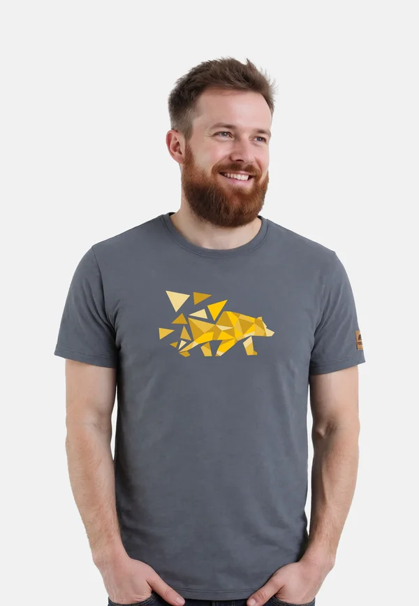 MIKKELSON MIT POLYGONBÄR - Print T-shirt - anthrazit gold