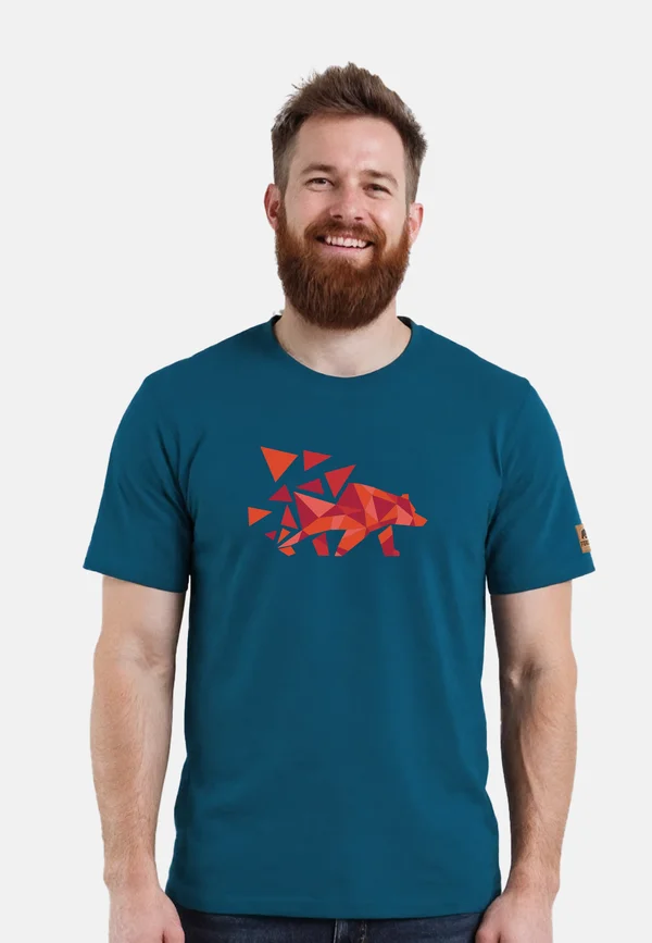MIKKELSON MIT POLYGONBÄR - Print T-shirt - blau rot