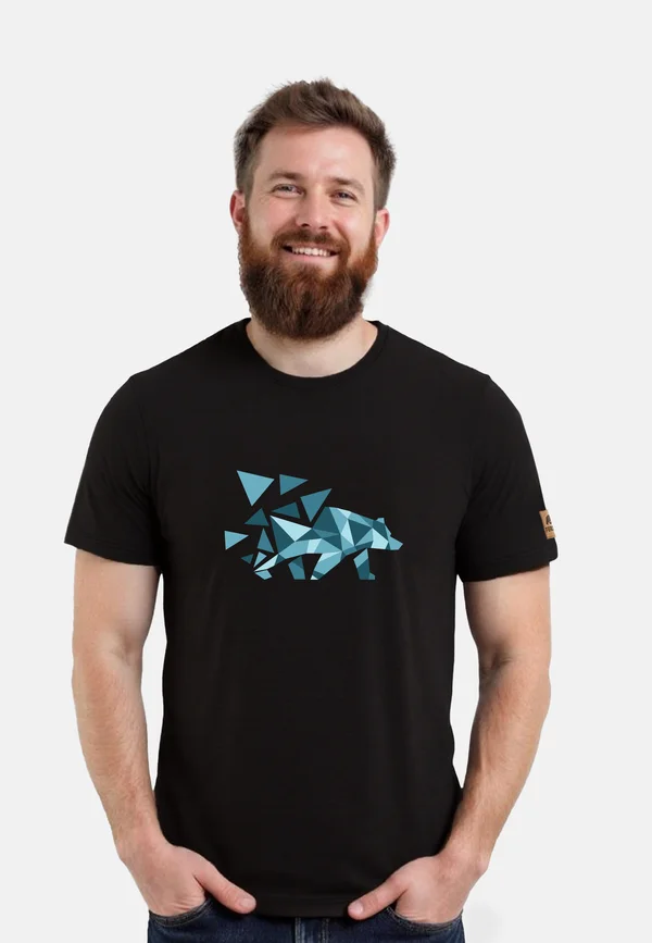 MIKKELSON MIT POLYGONBÄR - Print T-shirt - schwarz blau
