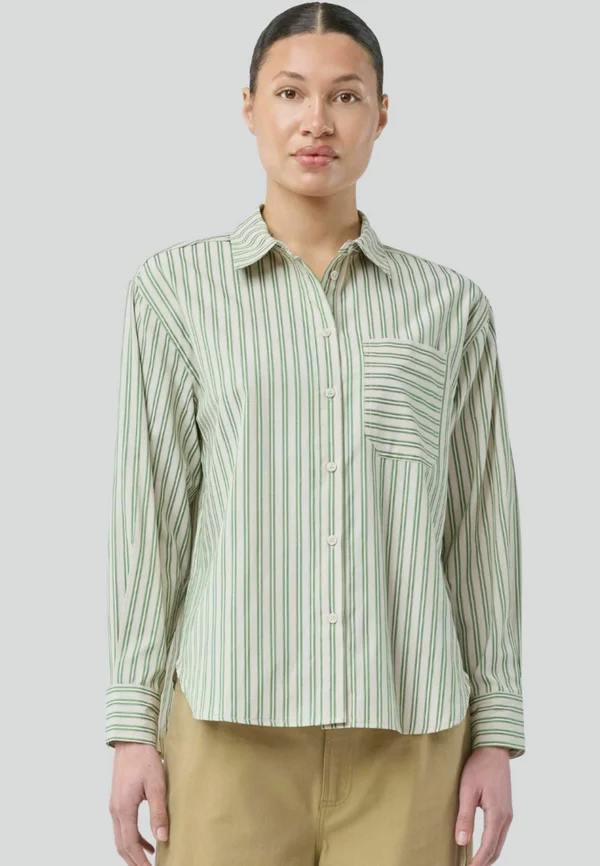 MILLEMD  - Button-down blouse - medium green stripe