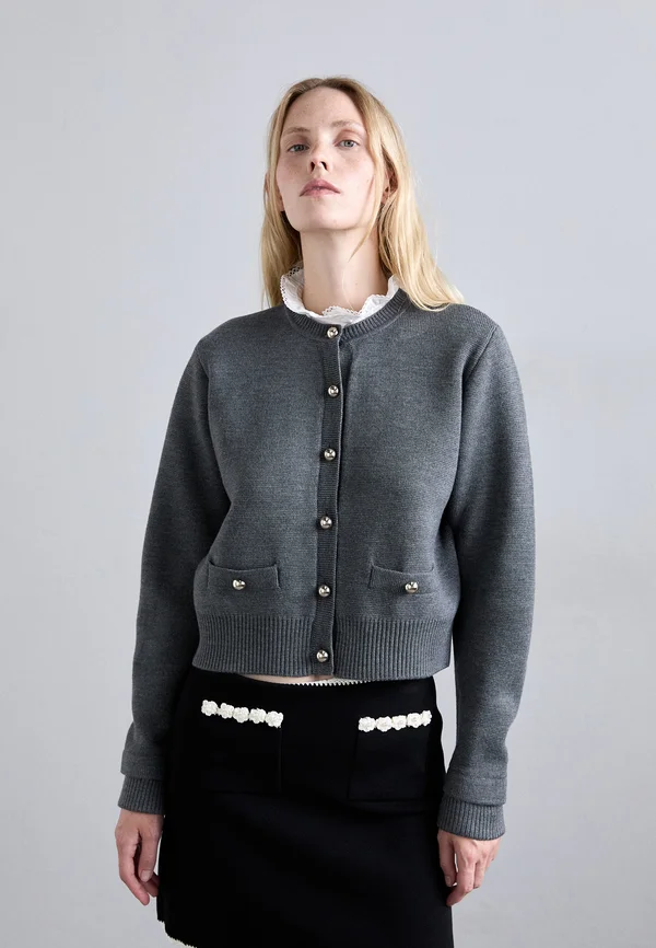 MINI MEUNIER AVEC COL BRODE - Cardigan - gris