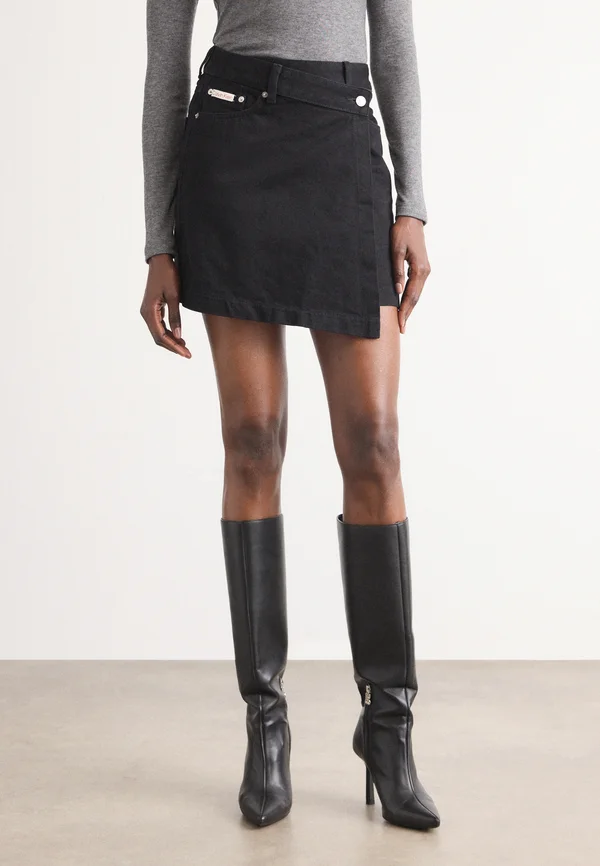 MINI WRAP SKIRT - A-line skirt - soft black