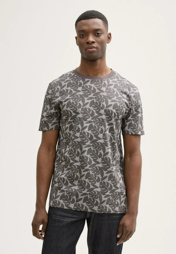 MIT ALLOVER - Print T-shirt - grey tropical leaf print