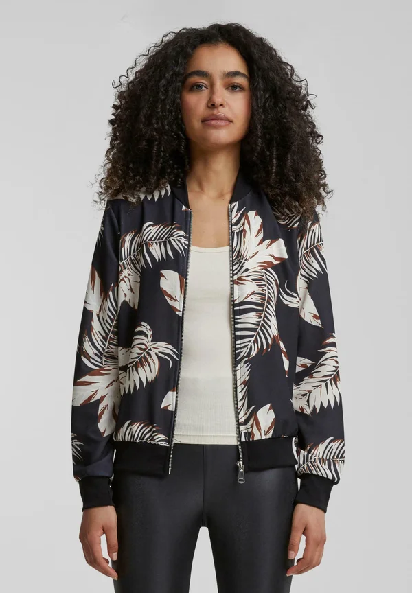 MIT BLÄTTER PRINT - Bomber Jacket - black