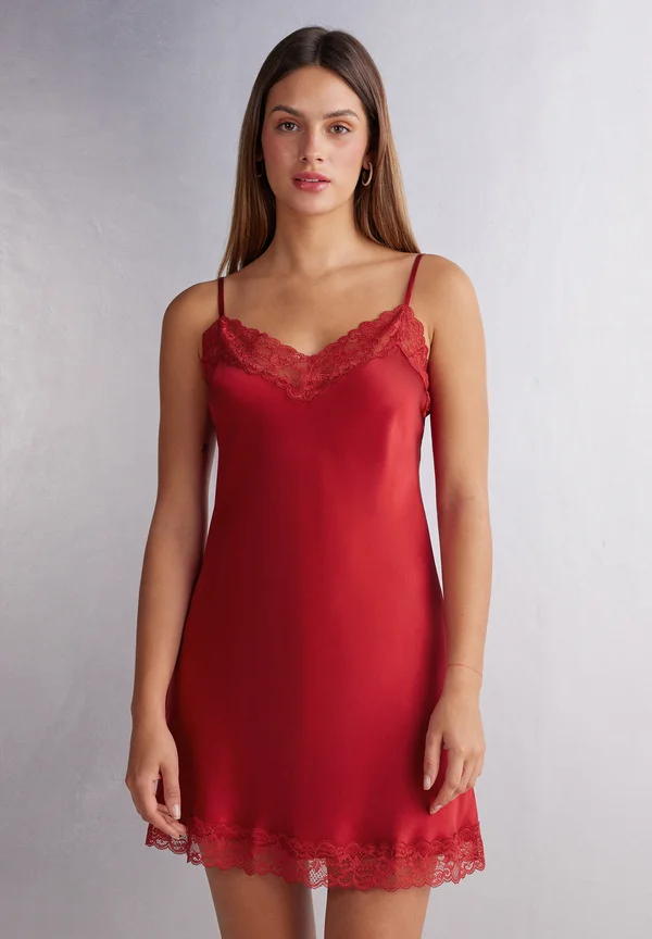 mit eneinsätzen - Nightie - dark red