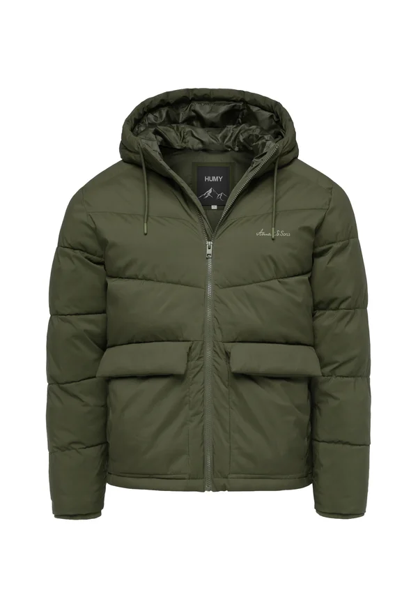MIT KAPUZE GESTEPPTE FORM GEFÜTTERT WARM - Winter jacket - olive