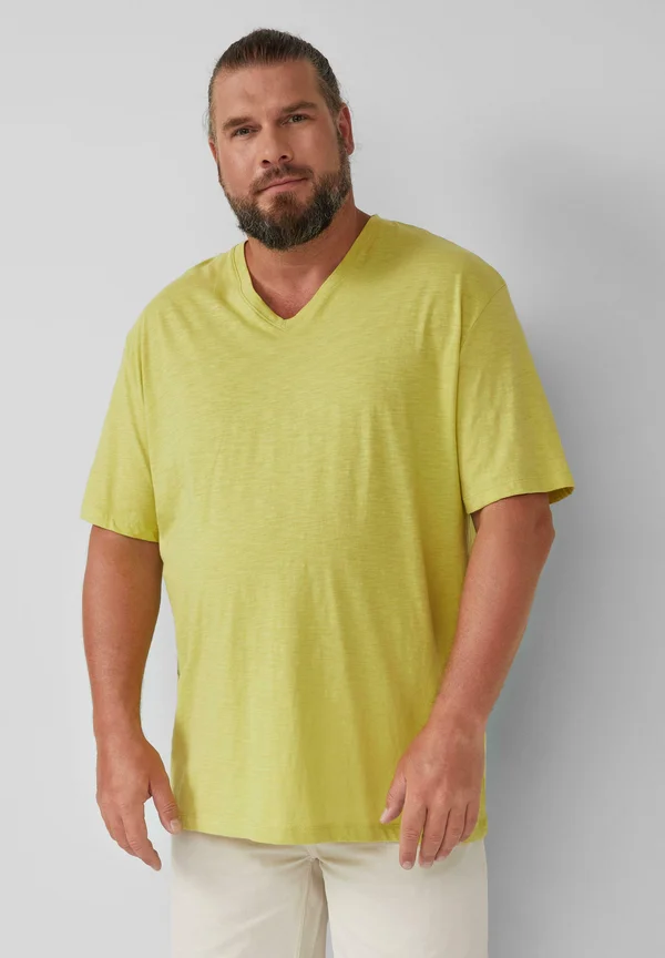 MIT LABEL-PATCH UND V-AUSSCHNITT - Basic T-shirt - hellgrün