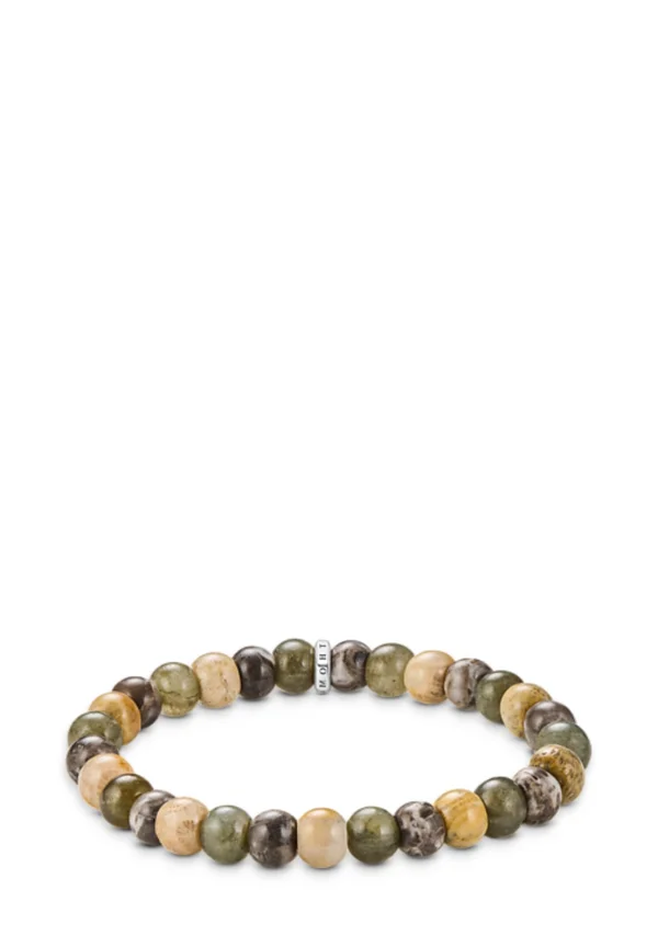 MIT LABRADORIT UND KROKODIL-JASPIS-PERLEN  - Bracelet - multicolor