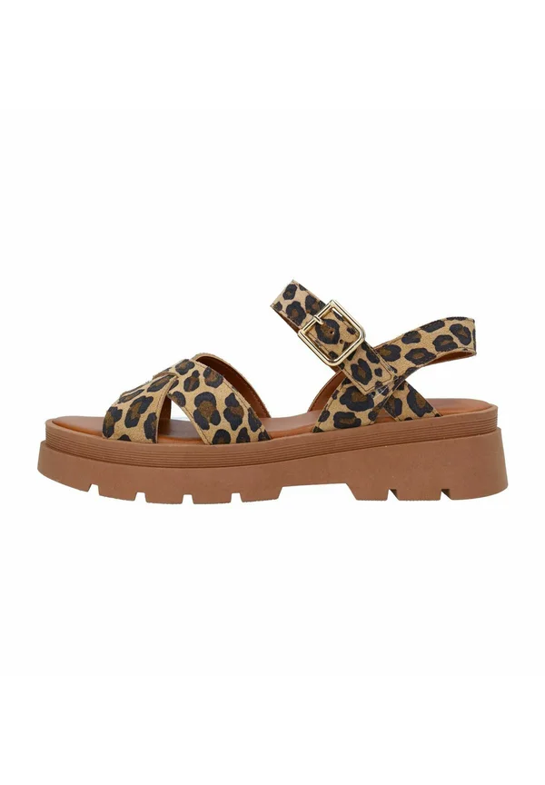 MIT LEOPRINT - Platform sandals - beige