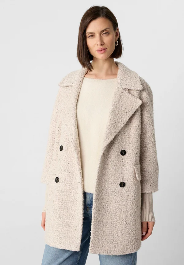 MIT REVERSKRAGEN - Short coat - beige