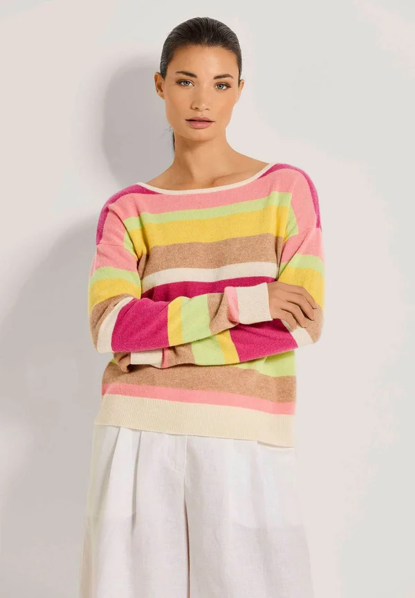 MIT STREIFEN - Jumper - apricot   pearl white   multicolor