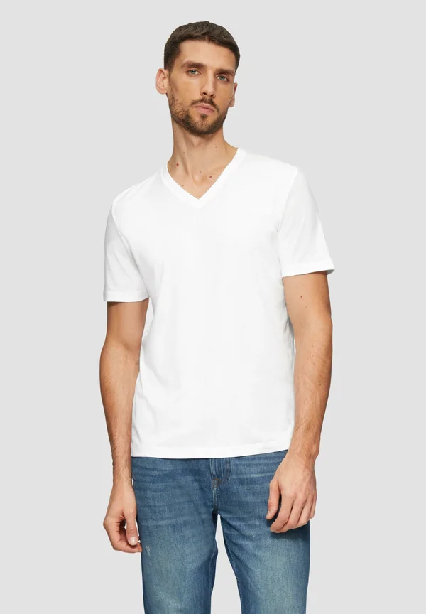 MIT V-AUSSCHNITT - Basic T-shirt - weiß