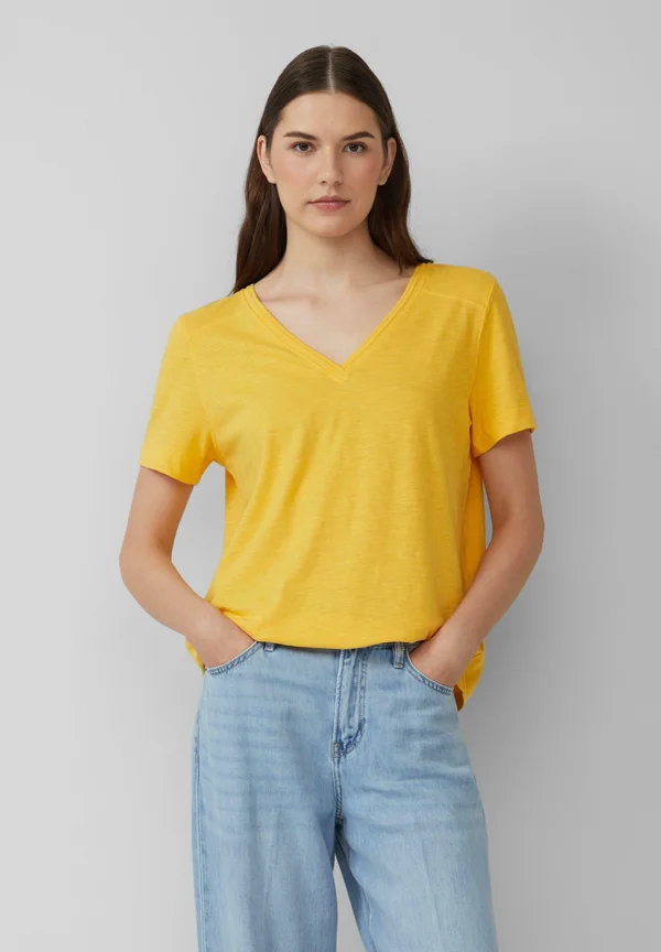 MIT V-AUSSCHNITT - Basic T-shirt - zitrone