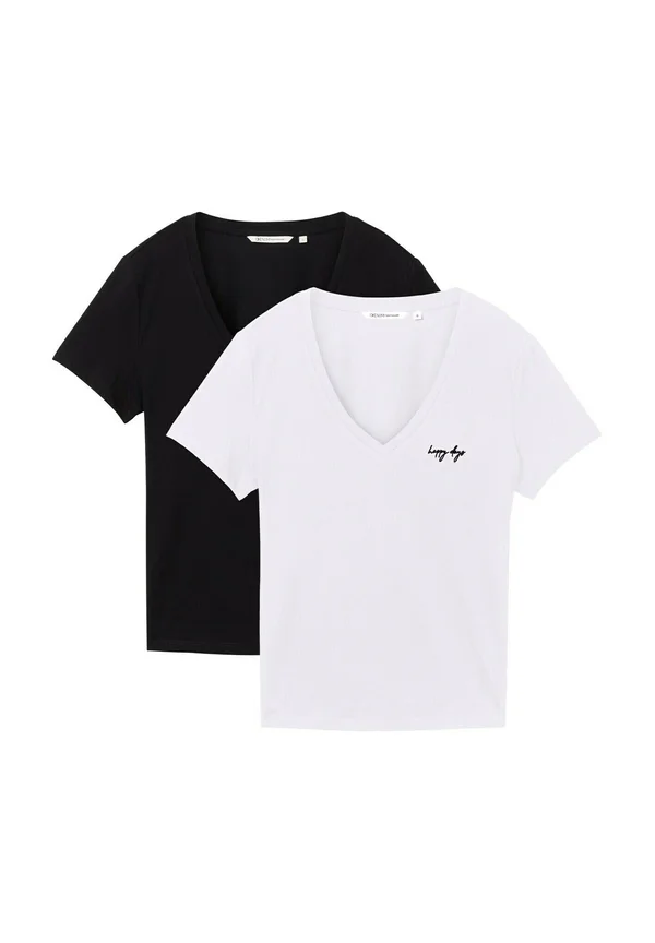 MIT V-AUSSCHNITT IM 2ER-PACK - Print T-shirt - deep black