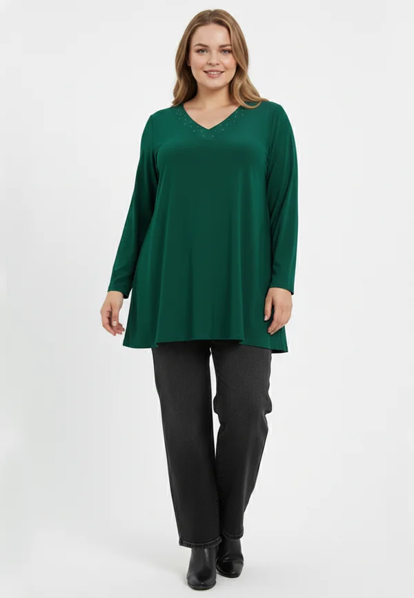 MIT V-AUSSCHNITT - Tunic - dark green