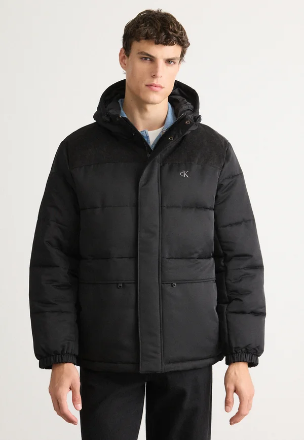 MIXED MEDIA PUFFER - Winter jacket - black