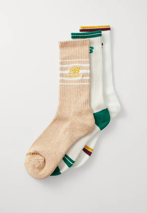 MIXED NB LOGOS CREW 3 PACK - Socks - off-white/green