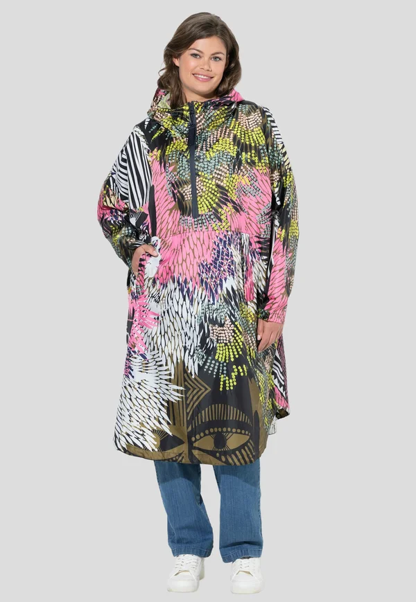 MIXED PRINT RAIN PONCH - Parka - khaki