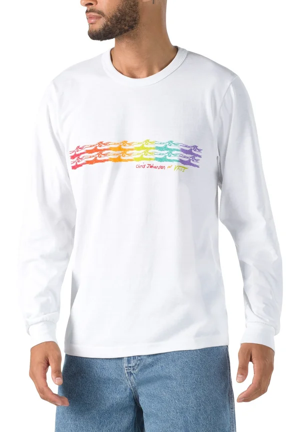 MN VANS X CHRIS JOHANSON WAVE LS - Print T-shirt - vintage white