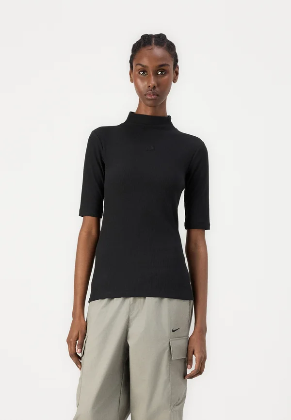 MOCK NECK SLIM TEE - Basic T-shirt - black