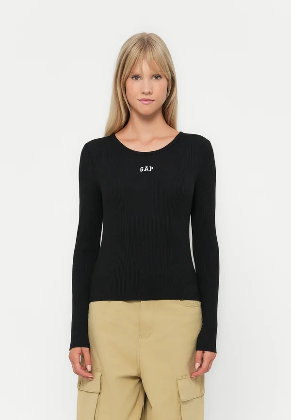 MOD CROP TEE - Long sleeved top - black