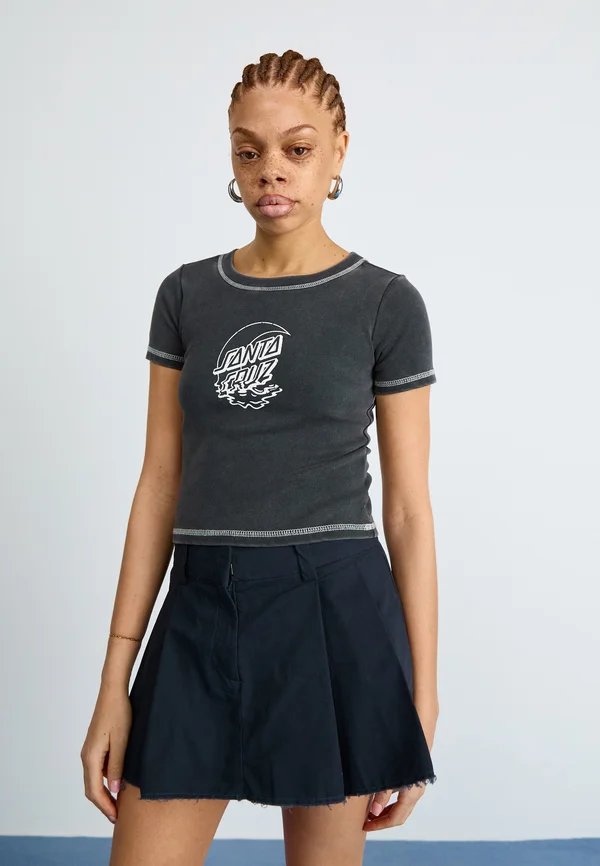 MOON DOT REFLECTION FRONT - Print T-shirt - black acid wash