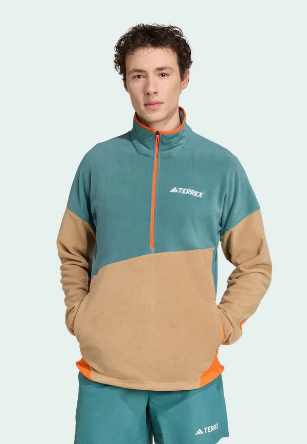 MT CW FL ANRK - Fleece jumper - preloved teal   cardboard   semi impact orange