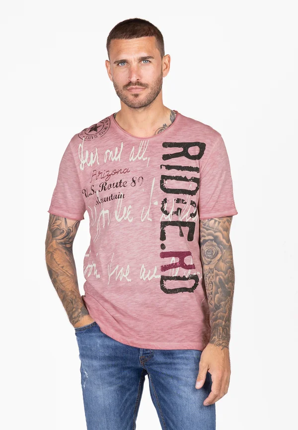 MT KLRIDGE ROUND - Print T-shirt - cloudy red