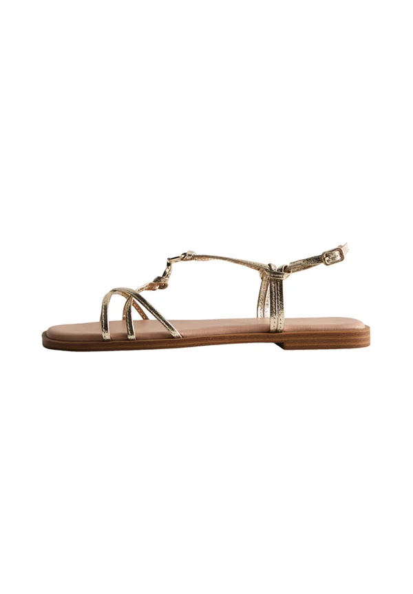 MULTI STRAP FLAT - Sandals - gold